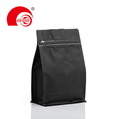 Food Grade High Barrier Coffee Packaging Bag Pull Zip Lock Flat Bottom Pouch WIth Valve For Sale